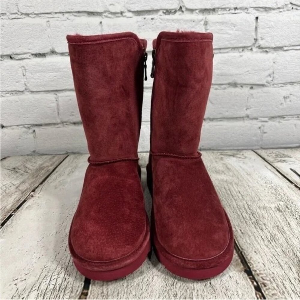 Lamo Luna Boots Women's Red Burgundy Mid Calf Faux Fur - Picture 5 of 12